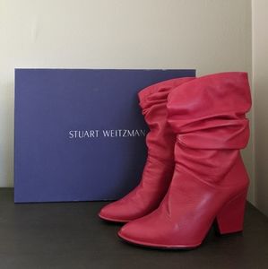 Stuart Weitzman Crush Scrunched Leather Booties